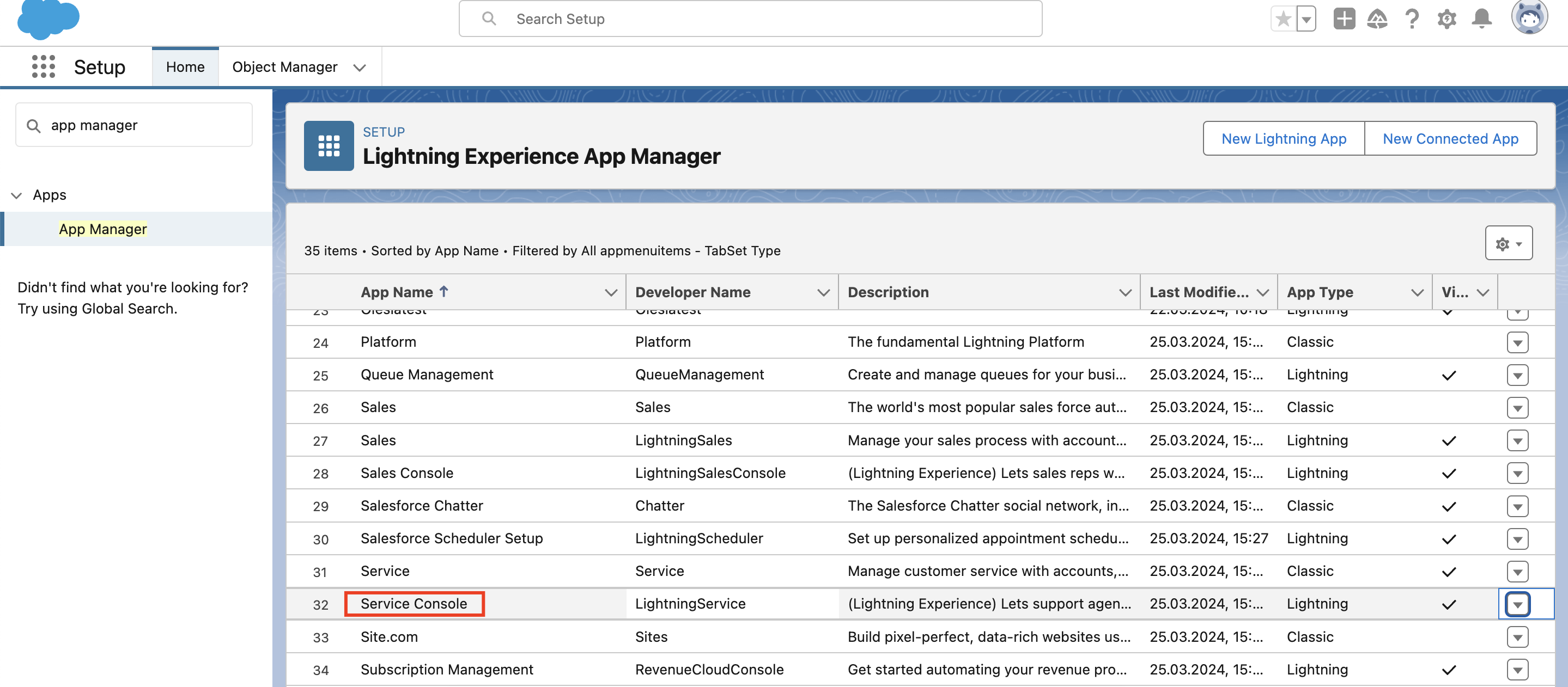 service console app manager