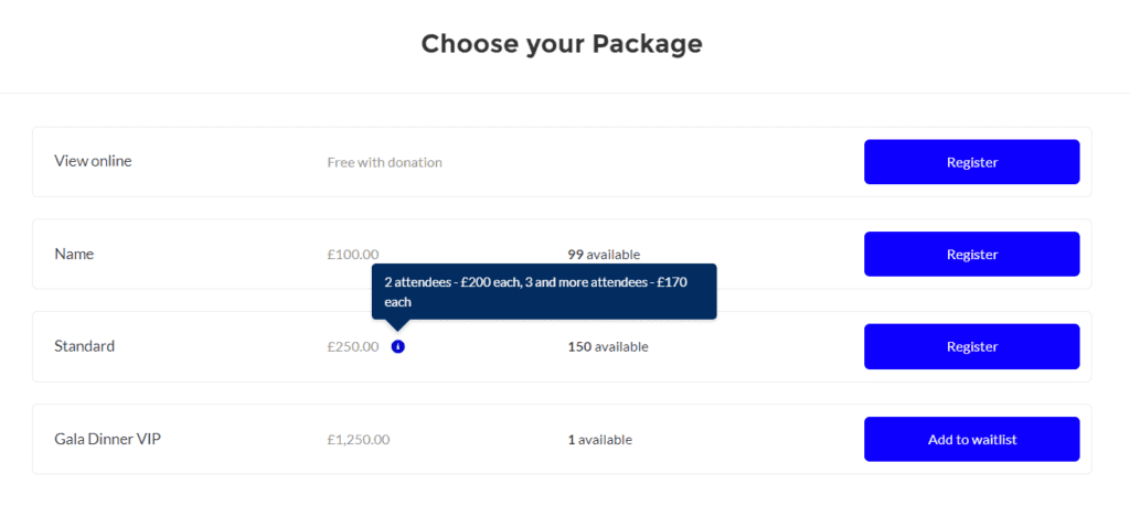 AC Events Enterprise flexible pricing