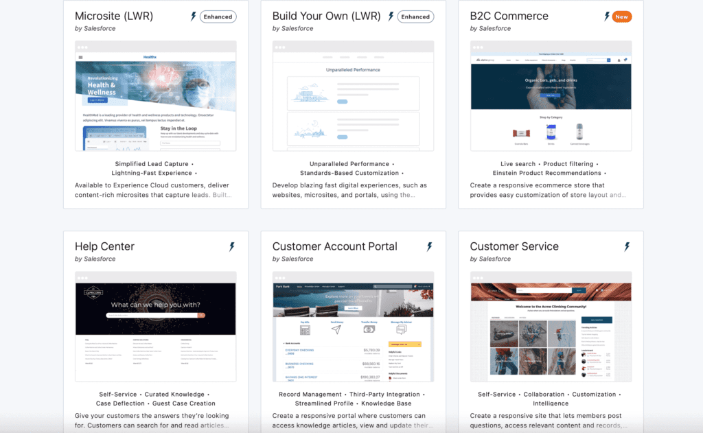 Salesforce Experience Cloud templates