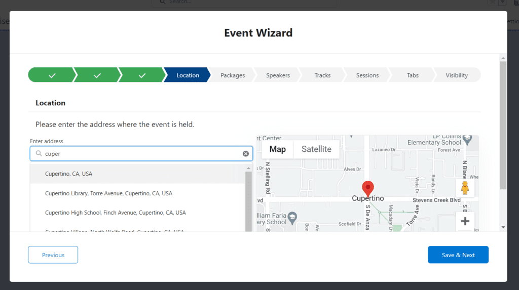 Event Creation Wizard