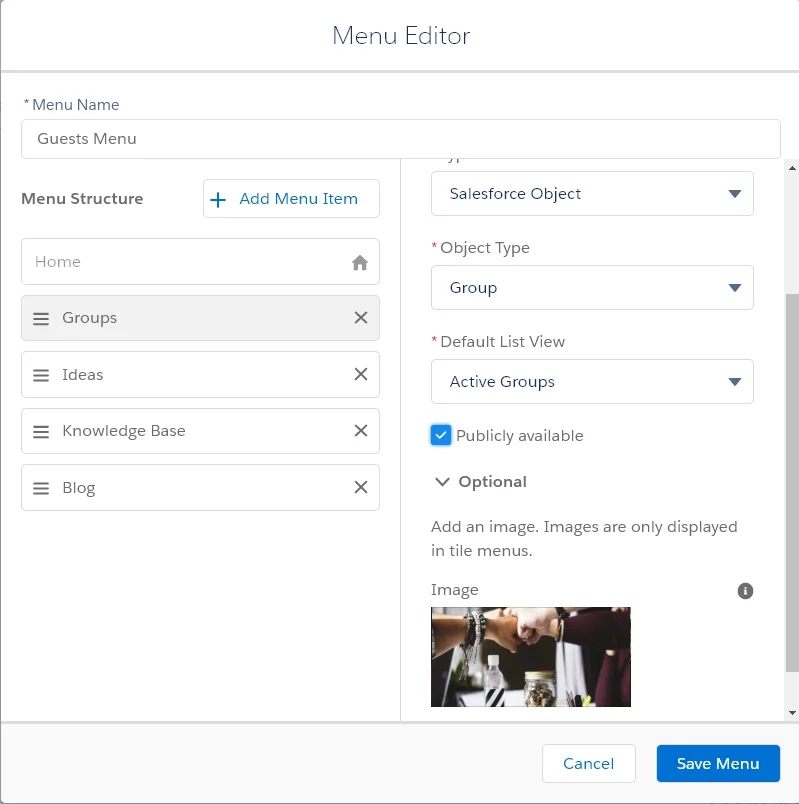 menu editor