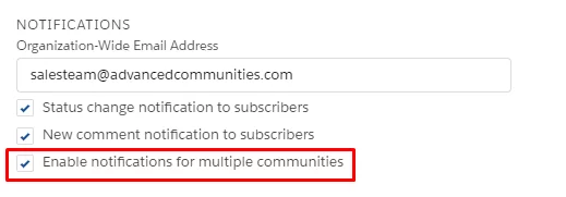 Enable notifications for multiple communities