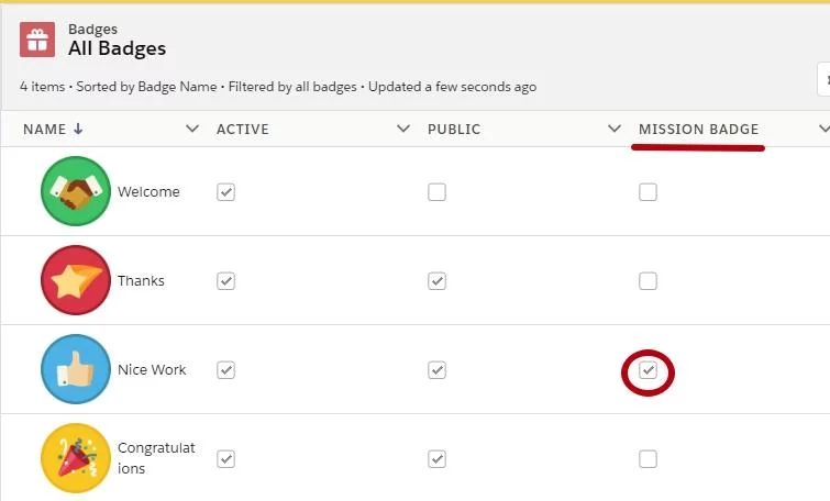 badges in salesforce