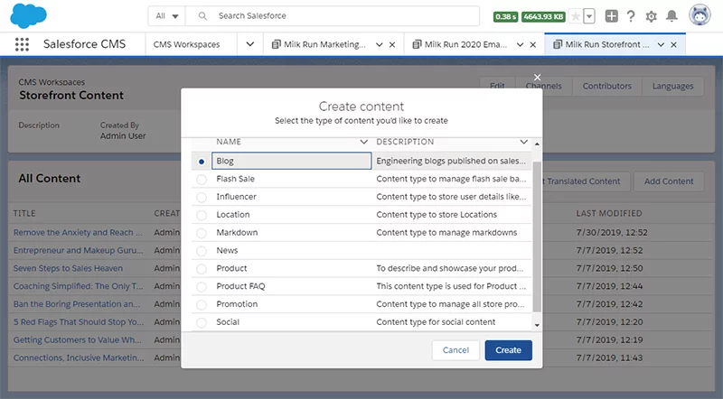 Custom Content Types salesforce 