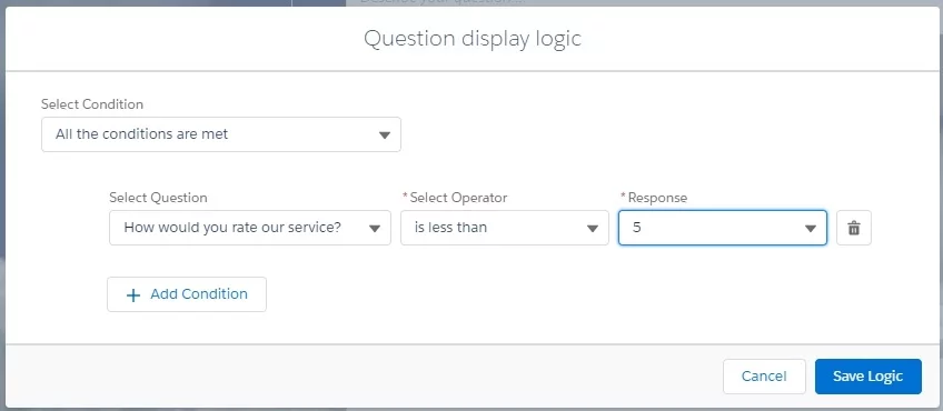 question display logic option