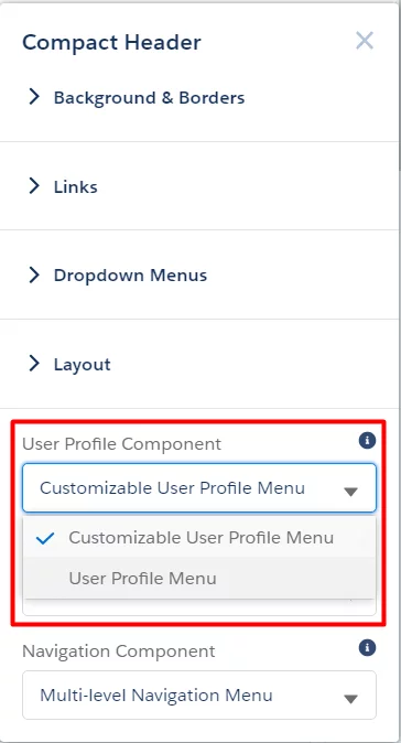 Customizable User Profile Menu