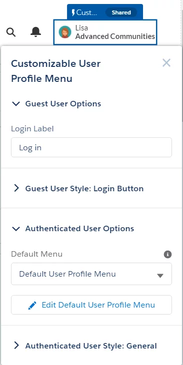 customize the Default User Profile Menu