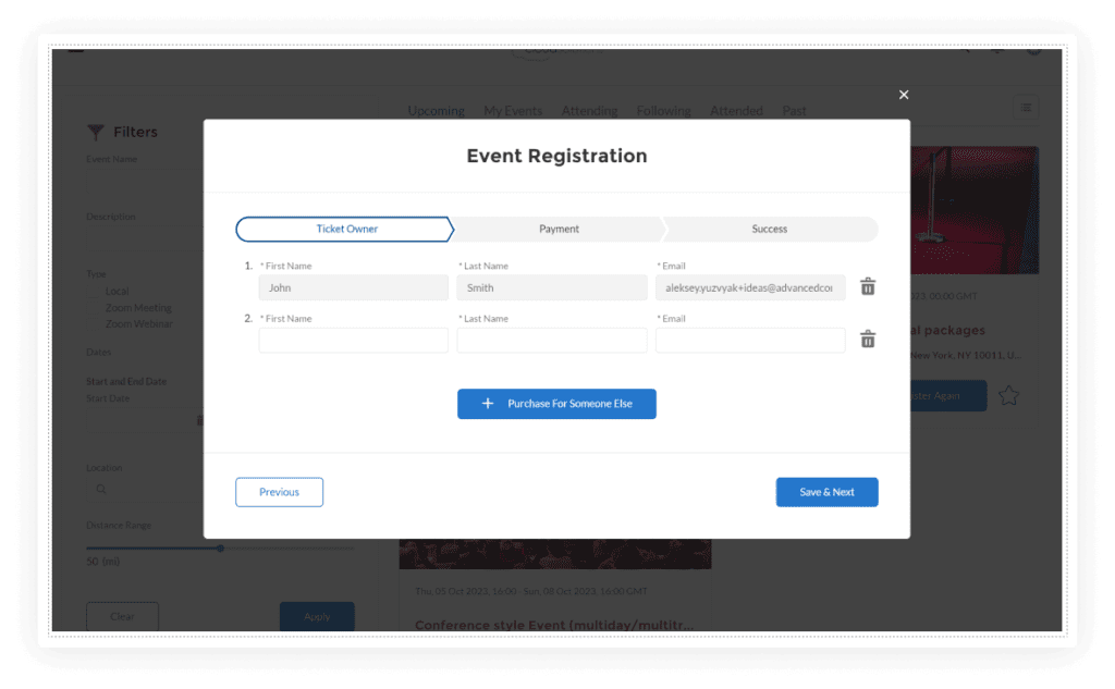 event registration form