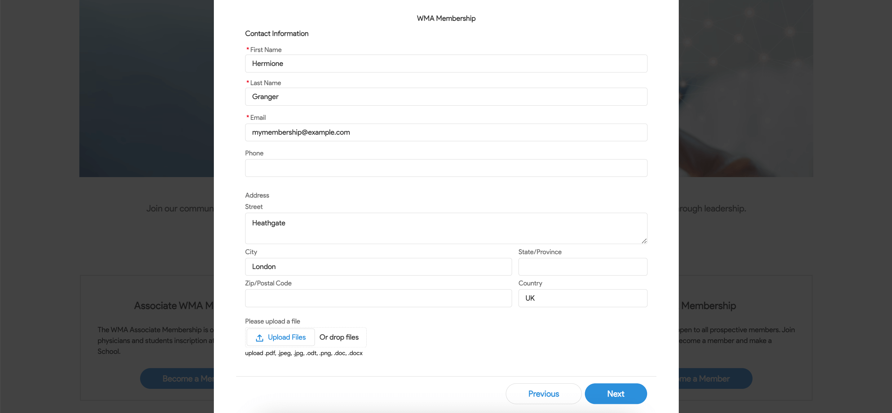 AC MemberSmart application form for nonprofit