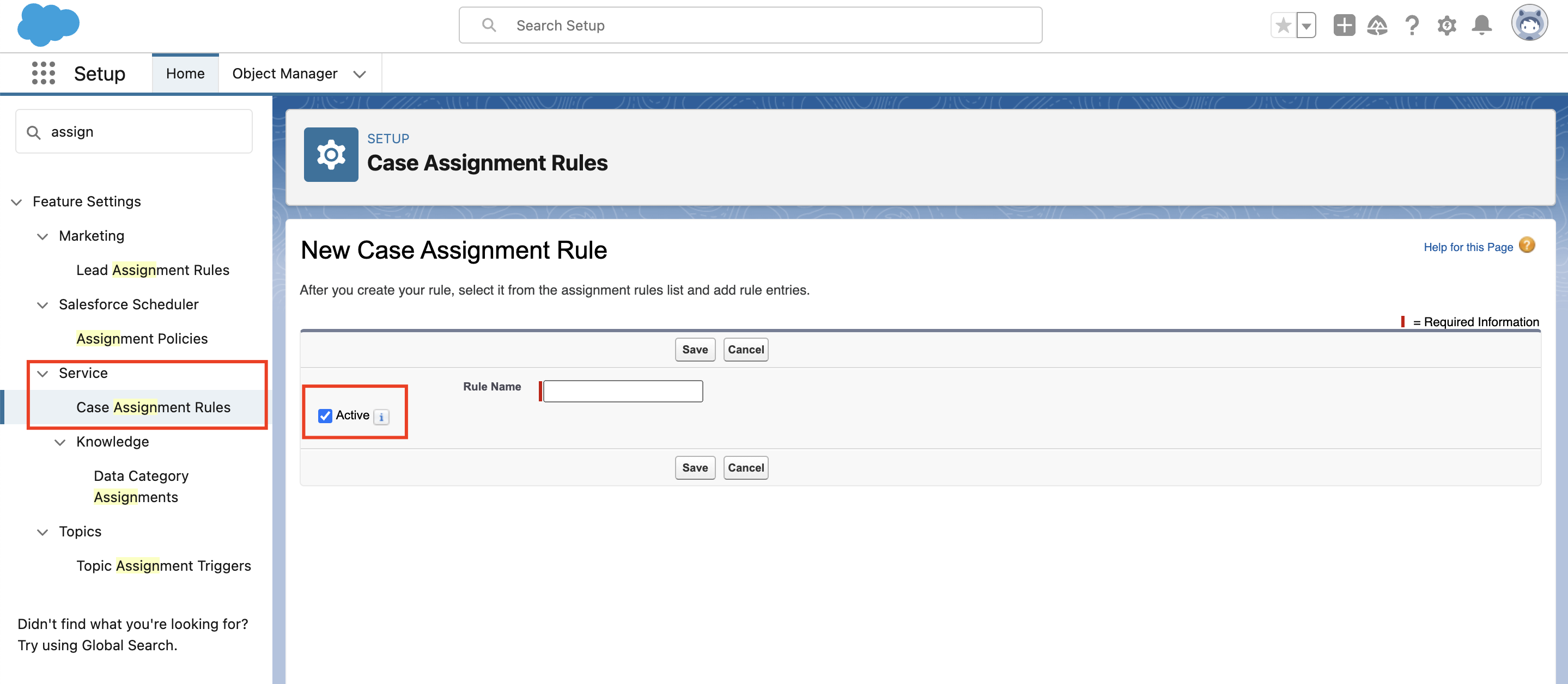 Case Assignment Rule creation