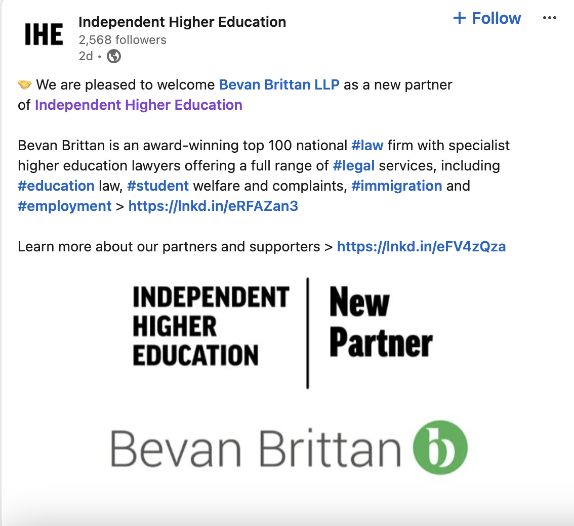 Independent Higher Education_LinkedIn