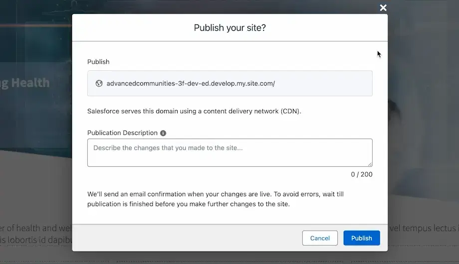 Salesforce spring release 25_experience cloud_publication description
