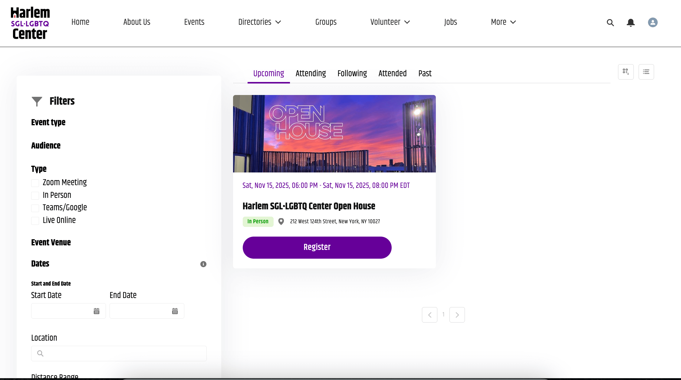 Harlem SGL•LGBTQ Center events