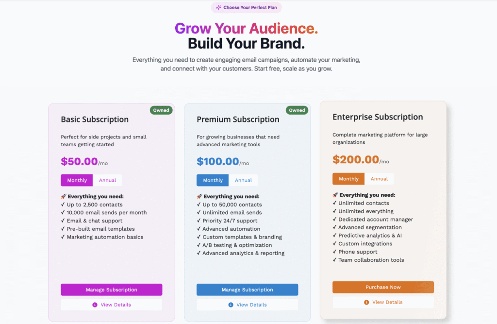 Subscription Self-Service in Salesforce Revenue Cloud: What You Can Do Before Buying More Tools 1 Subscriptions Catalog on Experience Cloud Site