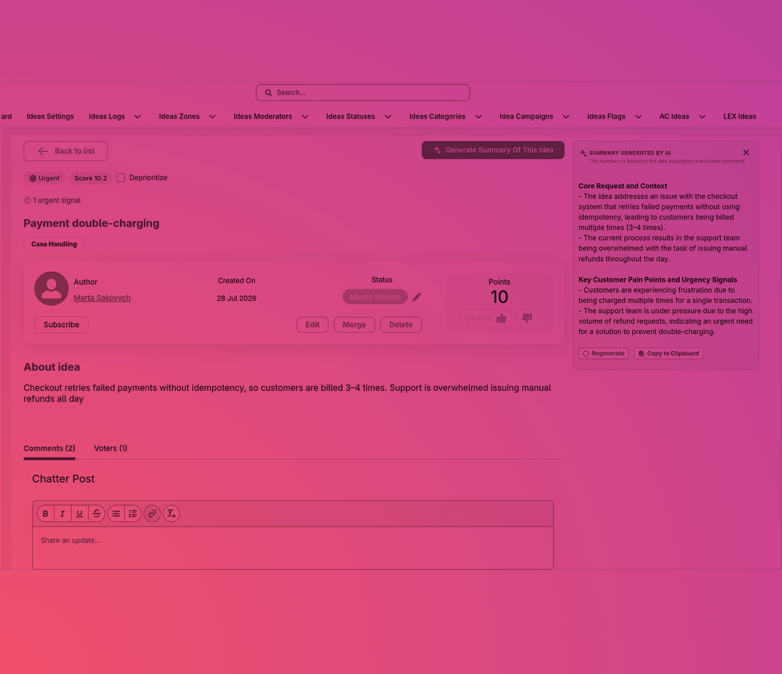 Salesforce idea management