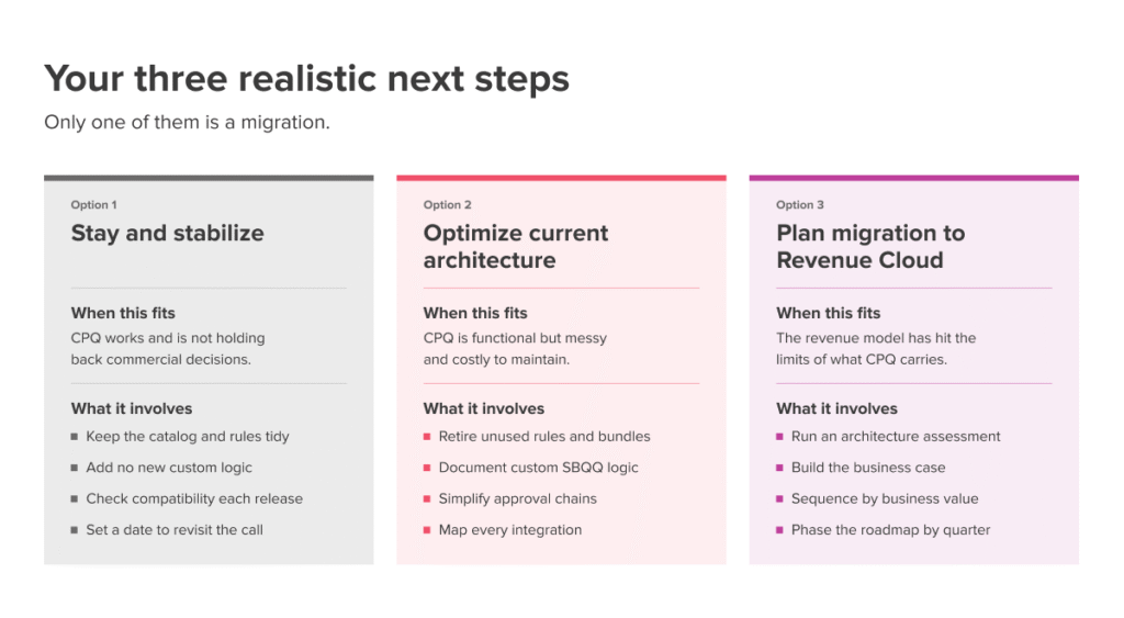 CPQ to Revenue Cloud migration options